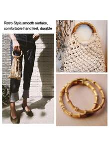 1pc Natural Bamboo Rings Bag Handles 10cm/12cm/15cm/17cm DIY Handmade Wooden Bags Closure Round Handle Purse Woven Accessories - Apricot - View 12