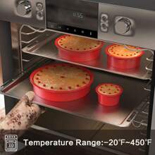 4 Inch, 6 Inch, 8 Inch, 10 Inch Silicone Cake Pans Round Silicone Molds For Baking Quick Release Bakeware Pans Kitchen Non-Stick Reusable Cake Pan For Baking Layer Cake Cheese Chiffon Cake - Red - View 4