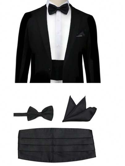 ZLQ&GOU 3st Cummerbunds för män fluga ficka fyrkantigt set midjetätning för formell smoking kostym Tillbehör för bröllopsmiddagsfest