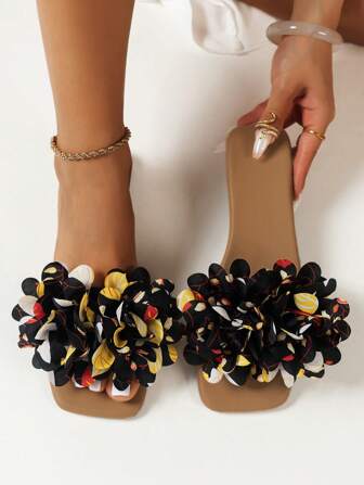 New Summer Flat Flower Sandals For Women - Open Toe Beach Sandals