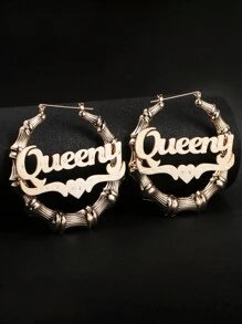 Customized Personalized Sandblasted Round Bamboo Section Name Earrings, Mother's Day, Valentine's Day, Birthday, Anniversary, Graduation, Christmas, Home High-End Gifts For Friends And Classmates