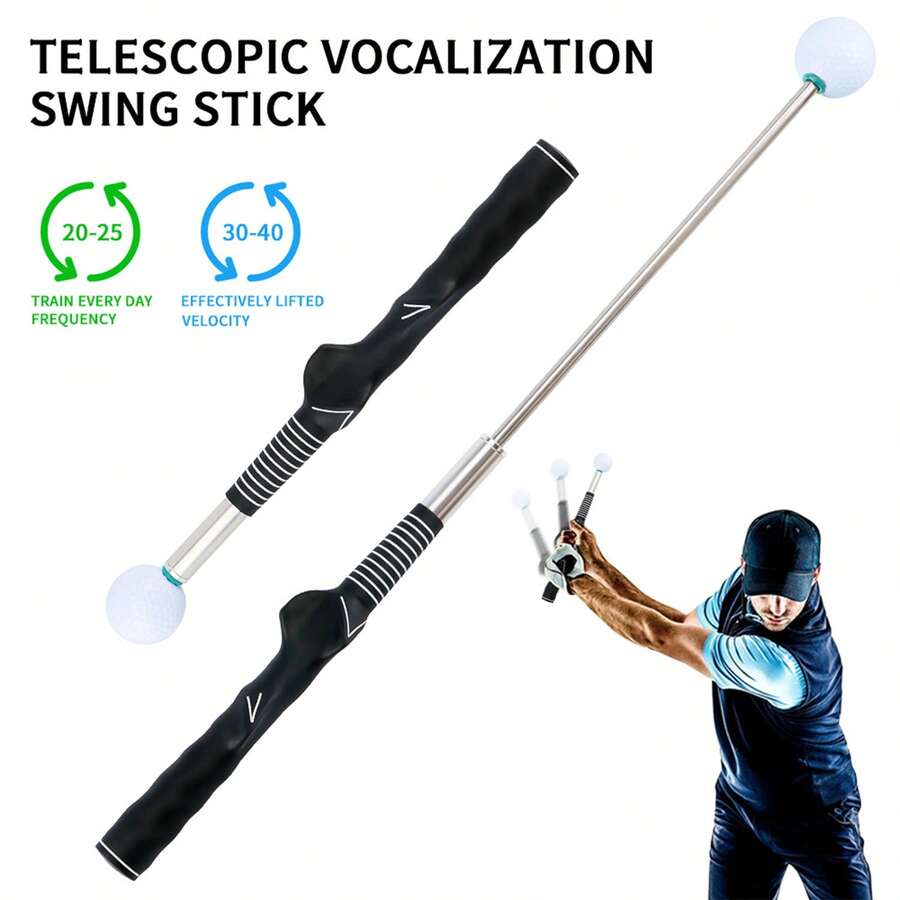 1pc Golf Swing Practice Stick, Telescopic Indoor Golf Training Aid - Red - View 1