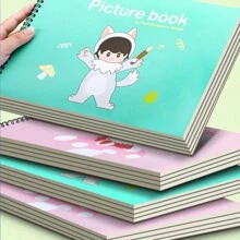 1 pièce Carnet de croquis spiralé épais A4/18K/16K en papier non saignant pour enfants, bloc de papier de dessin et de gribouillage de dessins animés, 30 feuilles
