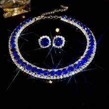1 Set Crystal Necklace Earrings Jewelry Set