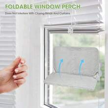 Cordless Cat Window Perch, Cat Hammock For Window With 4 Suction Cups, Solid Metal Frame And Reversible Cover, Foldable Cat Beds For Indoor Cats - Grey - View 10