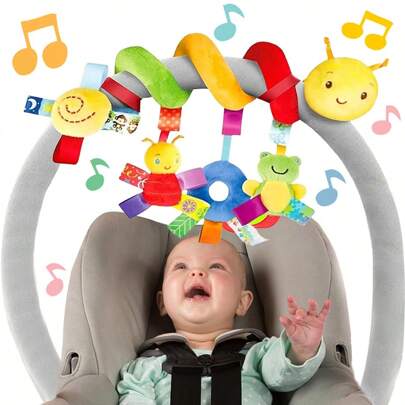 Juguete para asiento de coche para bebé, juguete en espiral para cochecito, juguete sensorial colgante de peluche para recién nacido apto para cuna, móvil adecuado para bebés de 0-6 meses, regalo ideal para niños y niñas de 0, 3, 6, 9 y 12 años
