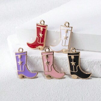 5pcs/10pcs/20pcs Double-Sided Alloy Cowboy Boot Shaped DIY Jewelry Pendant, Suitable For Necklace, Keychain, Mobile Phone, Etc.