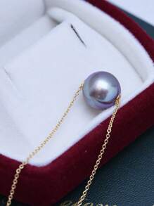 1 串 9-10 毫米圆形紫色高光泽仿珍珠和 S925 链优雅项链，适合新娘珠宝婚礼派对或日常生活