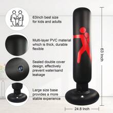 1 Pc Standing Punching Bag For Adults: 63" Freestanding Boxing Bag Inflatable Kickboxing Training Equipment Bags For Men Training MMA Muay Thai Fitness - Multicolor - View 10