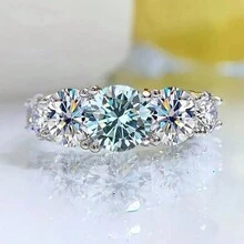 1入時尚3.6ctw彩色碳化硅戒指，附1張GRA證書，925純銀女士戒指，D色VVS完美切割優質彩色碳化硅婚戒，訂婚/生日禮物，適合女友/妻子/新娘，珠寶禮盒內附，尺寸5-11號水晶戒指 - 3.6CTTW 莫桑戒指 - 查看 4