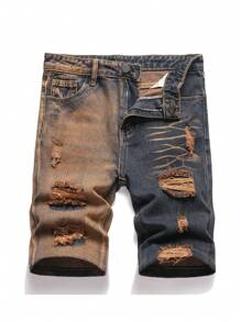 Shorts in denim alla moda e personalizzati con tasche e strappi per ragazzino, adatti per escursioni estive