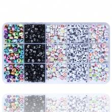 Kit d'accessoires de perles de lettres DIY, convivial pour les débutants, jouet en perles pour la fabrication de bracelets et de colliers faits à la main, matériel de fabrication de bijoux, ensemble de perles et d'accessoires, emballé pour l'exportation