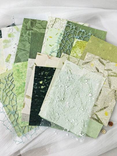 1 Pack Of 26 Sheets Mixed Texture Material Paper With DIY Collage Background Vintage Decoration Material Back To School