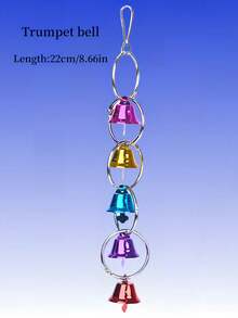 1pc Pet Bird Bell Toy With Colorful Parrot Bell Chain And Horn Mini Loudspeaker Decor, For Pet Training - Multicolor - View 4