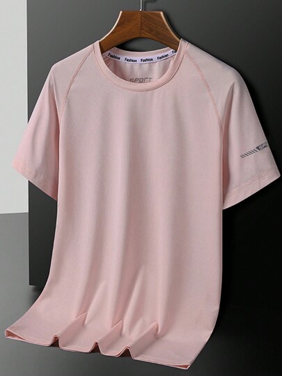 ملابس علوية قصيرة الأكمام بياقة دائرية للنساء مطبوعة بحرف ، تناسب كاجوال ، قمصان رياضية كاجوال أساسية