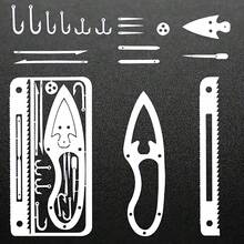 Stainless Steel Multifunctional Outdoor Survival Tool Card, Fishing Hook Card, Multi-Tool Model Panel For Outdoor Camping - Silver - View 4