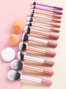 12pcs Multi-Functional Super Soft Makeup Brush Set + Slant & Drop-Shaped Beauty Sponge + 1pc Round/Drop-Shaped Powder Puff For Quick Makeup Application, Beauty Tools,Brush Set,Makeup Brush Kit,Make Up Brush Set,Make Up Set Complete,Makeup Brush Set,Complete Makeup Kit,Brush Kit,Brushes Makeup Set,Makeup Gift Set,Set - Multicolor - View 5