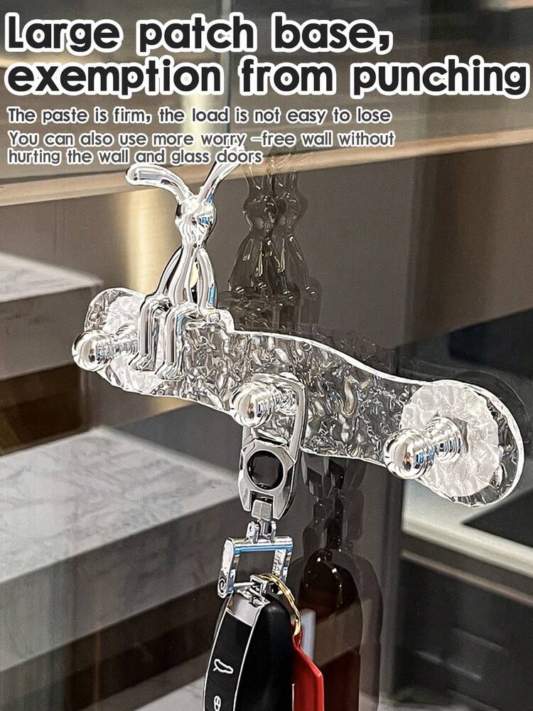 1 pieza, gancho de baño acrílico, sin perforación, gancho para ropa, 3 ganchos, gancho para ropa al entrar, colgador de pared, gancho para toallas de baño, adecuado para colgar diversos artículos, perchas, toallas, joyas, accesorios de cabello, cintas para la cabeza de baño, gancho para bandas elásticas, diseño de patrón de glaciar sin perforaciones y tres ganchos en , gancho de pared fuerte y adhesivo sin costuras para colgar ropa y sombreros, gancho de puerta para colgar ropa y sombreros, adecuado para baños, cocinas, salas de estar, dormitorios, etc. También es adecuado para colgar. - transparente - Ver 7