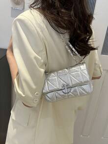 Summer Lightweight Exquisite Texture Small Bag For Women, 2024 New Silver Small Square Bag With High-End Chain, Crossbody Bag