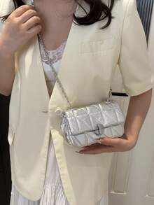 Summer Lightweight Exquisite Texture Small Bag For Women, 2024 New Silver Small Square Bag With High-End Chain, Crossbody Bag