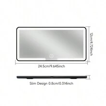 Fccemc Miroir de maquillage de voiture LED ultra-fin avec protection solaire, miroir de suspension pour le maquillage HD avec charge USB, pare-soleil, miroir de vanité intérieur auto à écran tactile dimmable pour femmes