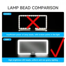 Fccemc Miroir de maquillage de voiture LED ultra-fin avec protection solaire, miroir de suspension pour le maquillage HD avec charge USB, pare-soleil, miroir de vanité intérieur auto à écran tactile dimmable pour femmes