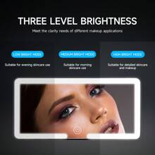 Fccemc Miroir de maquillage de voiture LED ultra-fin avec protection solaire, miroir de suspension pour le maquillage HD avec charge USB, pare-soleil, miroir de vanité intérieur auto à écran tactile dimmable pour femmes