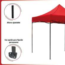 Carpa Toldo 3x3 Reforzado Plegable para Jardin y Exteriores Lona Semi Impermeable - Rojo - Ver 4