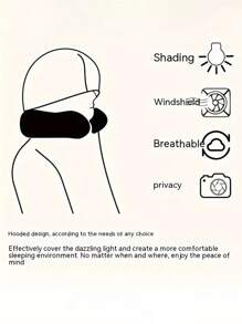 1入組旅行枕，顆粒質感帽套式U型枕，多功能頸枕，飛機睡眠帽套式頸枕 - 藍色 - 查看 4