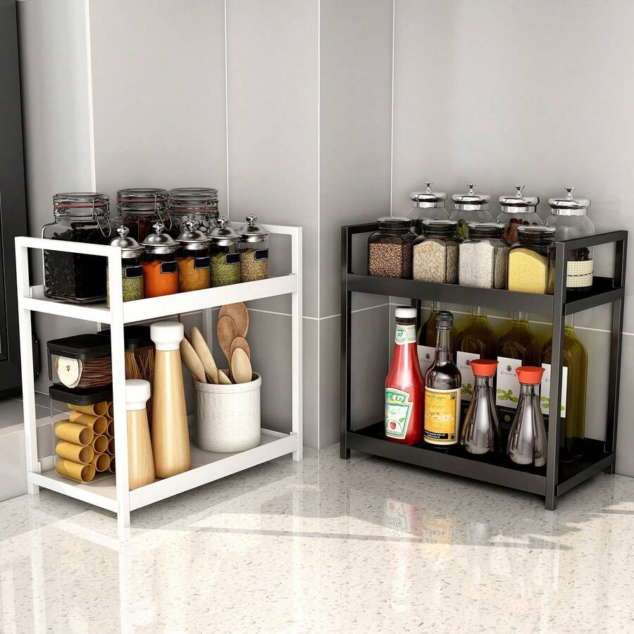 1pc Kitchen Storage Rack, 2Layer Countertop Shelf Portable Desktop