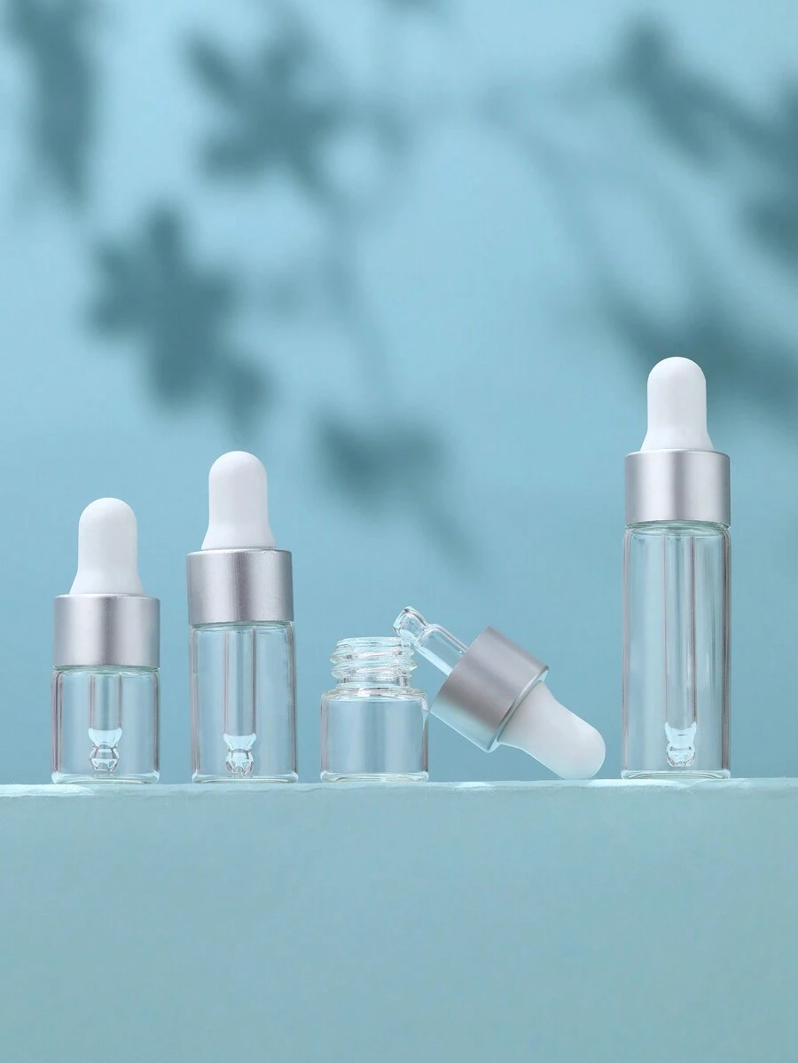 10pcs 1ml 2ml 3ml 5ml Mini Dropper Bottles Oil Aromatherapy Bottles With Matte Silver Cap Reagent Pipettes Bottles Transparent Glass Eye Dropper Bottle For Essential Oils Sample Traveling - Clear - View 1
