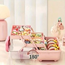 1pc 3-Tier Bowknot Hair Accessories Storage Box For Children, Portable Large Capacity Desk Makeup Organizer, Suitable For Hair Clips And Headbands Valentine Day