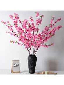 1 set Decoración artificial rama de flor de durazno rosa, flor falsa decorativa para el hogar de 65cm, árbol de flor de durazno de adorno para la decoración de bodas, paisajismo de fiestas, decoración del hogar, adornos de muebles, decoración de fiestas de festivales - Multicolor - Ver 2