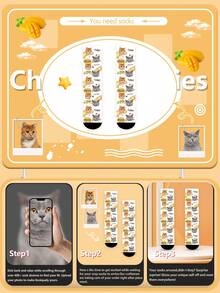 1 par de calcetines divertidos de media caña con patrón de gato de dibujos animados personalizados para hombres, calcetines de tripulación de pareja con imagen personalizada interesante, adecuados para el Día de San Valentín, regalos de cumpleaños y otras ocasiones