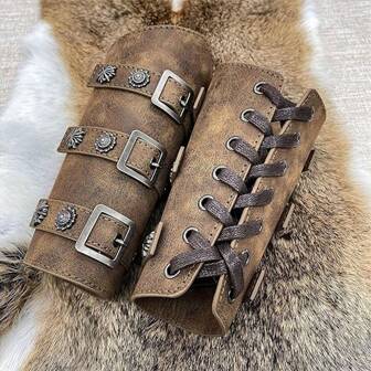 1 pieza Brazalete, muñequera, brazal con hebilla estilo renacentista para hombres y mujeres, protector de muñeca medieval en color marrón ideal