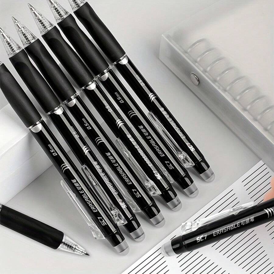 6pcs Erasable Pen Student 0.5mm Black Refill Friction Ballpoint Pen With Refill Erasable Neutral Pens - Blue - View 1
