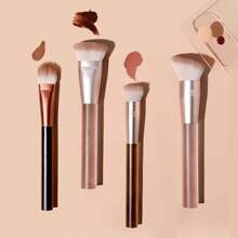 Real Techniques Juego de brochas de maquillaje Kit de rostro Latte, brocha para contorno, brocha para polvo, brocha para rubor, brocha para base - Café integral - Ver 4