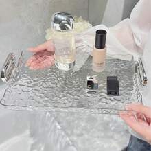 1入組香水托盤，浴室收納盤，可多功能存放化妝刷，面膜，化妝品，口紅，香水，亦可做廚房盤放小食、水果、杯子等，帶雙手柄及貼紙 - 彩色 - 查看 2