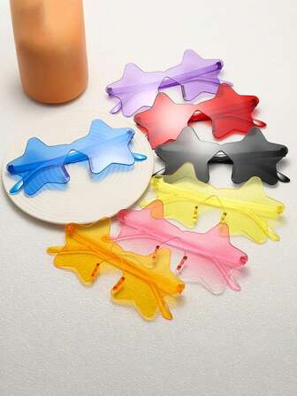 1 pezzo Occhiali di moda a forma di stella senza cornice, occhiali carini unisex adatti per feste, discoteche e locali