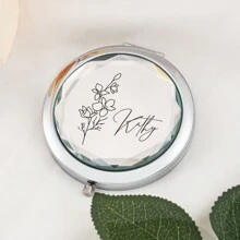 Personalized Compact Mirror, Birth Flower Crystal Mirror, Customized Bridesmaid Mirror, Pocket Mirror Bridesmaid Gift, Bridal Party Gift