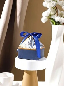 10pcs Creative Diamond-Shaped Candy Favor Boxes For Wedding & Party, Simple Gift Boxes For Favors - Blue - View 6