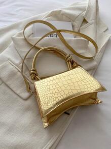 Fashionable Mini Commuter PU Handbag For Women, Convenient Design For Travel - Gold - View 6