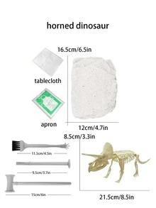 1 pieza Modelo de esqueleto de dinosaurio fósil de Tyrannosaurus DIY hecho a mano, juguete de yeso arqueológico {'enviado al azar'} - Multicolor - Ver 16