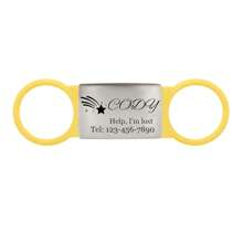 1個自訂寵物滑動式識別標籤，奢華無聲犬貓個性化刻字識別名字與電話鑰匙扣，適用於項圈和胸帶，適用於小狗、小貓、馬匹和其他動物，不製造噪音 - 黃色 - 查看 11