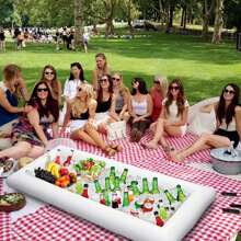 1pc Inflatable Ice Bar Tray, Small - 62cm, Square & Rectangle Shaped, Can Hold Drinks, Fruits, Ping Pong Balls, Beers, Ice Buckets, Salad Bar, Beach Essentials, Beach Accessories, Pool Float
