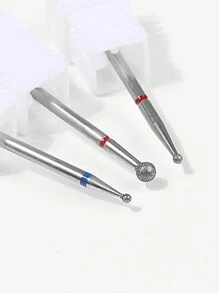 3pcs Round Head Diamond Polishing Head For Removing Excess Glue, Trimming Rough Edges And Dead Skin, Smoothing The Edges - Silver - View 4