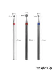 3pcs Round Head Diamond Polishing Head For Removing Excess Glue, Trimming Rough Edges And Dead Skin, Smoothing The Edges - Silver - View 6