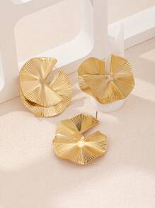 1 Set Minimalist Stylish Versatile Exaggerated Asymmetrical Design Rings And Earrings Suit, Suitable For Vacation And Daily Wear - Geometric Set - View 4