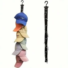 No Drill Required Clothes Hanger With Rope And Hat Storage Shelf, Easy Hanging Wardrobe Organizer For Dormitory - Multicolor - View 11