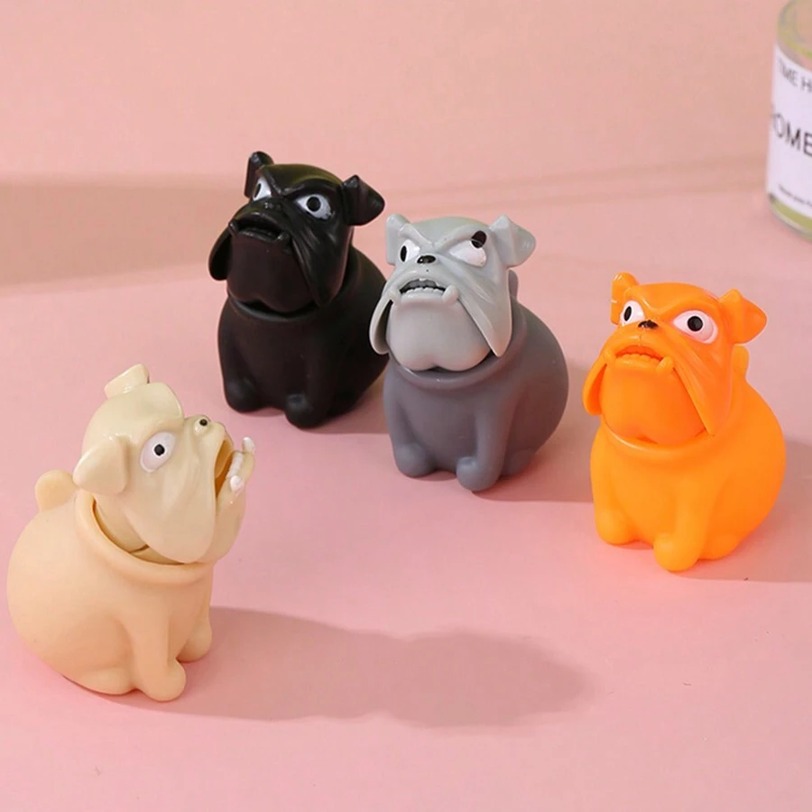 1 pieza - Juguete creativo para aliviar el estrés, juguete de desahogo de cabeza de perro feliz o cabeza de perro enojado, juguete en forma de perro elástico - Marrón - Ver 1